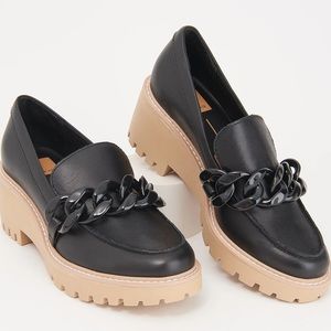 Dolce Vita Lug Sole Chain Detail Leather Loafers - Haris